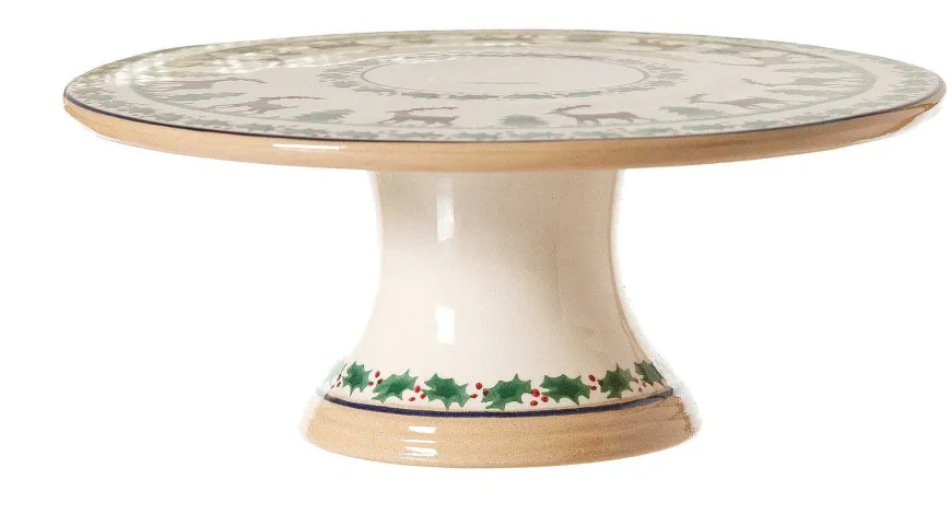 Sale 9" Footed Cake Plate Reindeer Serving