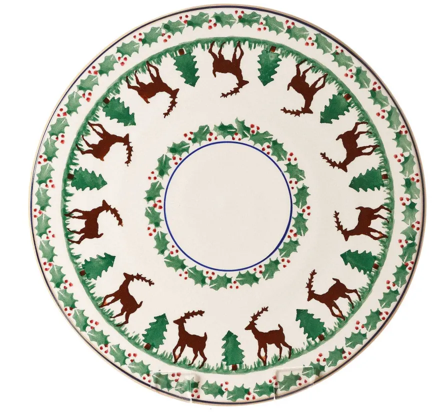 Sale 9" Footed Cake Plate Reindeer Serving