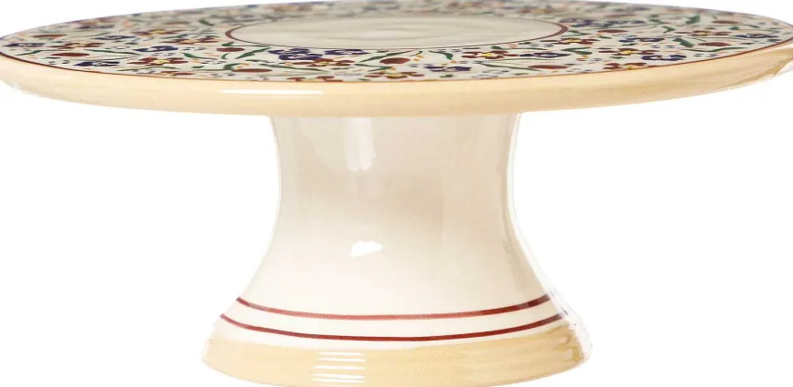 Fashion 9" Footed Cake Plate Wild Flower Meadow Mother'S Day