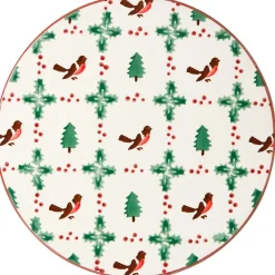 Shop 9" Footed Cake Plate Winter Robin Serving