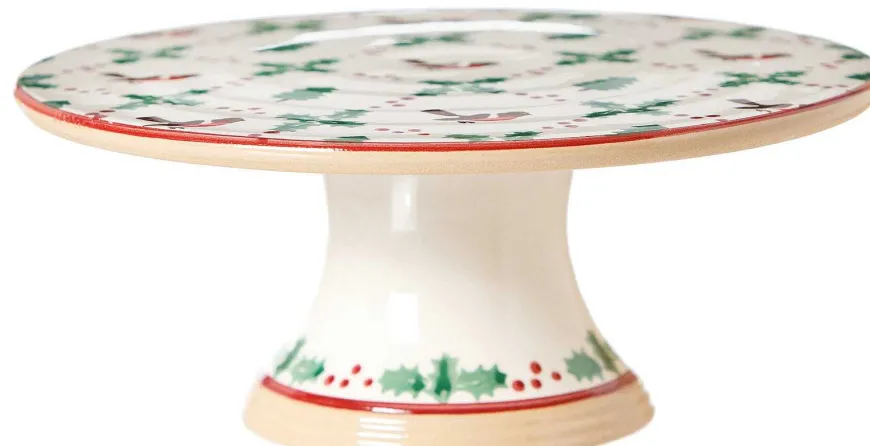 Fashion 9" Footed Cake Plate Winter Robin Winter Robin