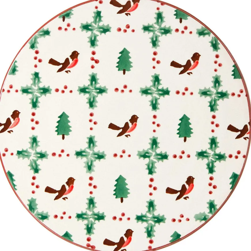 Fashion 9" Footed Cake Plate Winter Robin Winter Robin