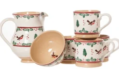 Best Sale 4 Large Mugs, Medium Jug & Small Bowl Winter Robin Special Event Gifts