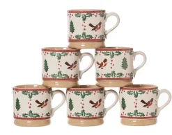 Hot 6 Small Mugs Winter Robin Special Event Gifts