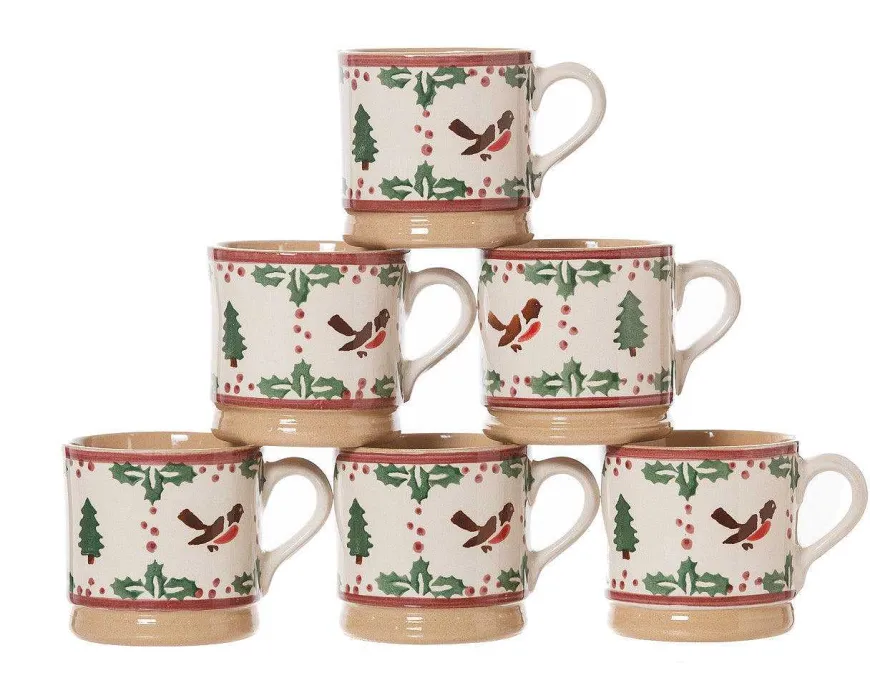 Outlet 6 Small Mugs Winter Robin Winter Robin