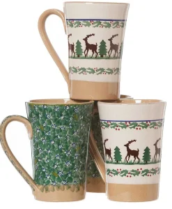 Cheap 2 Tall Mugs Reindeer & 2 Tall Mugs Green Lawn Christmas