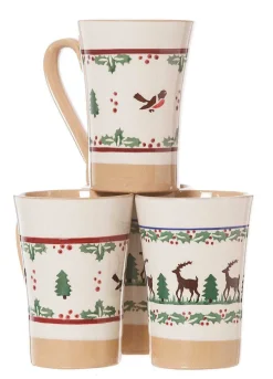 Sale 2 Tall Mugs Reindeer & 2 Tall Mugs Winter Robin Special Event Gifts