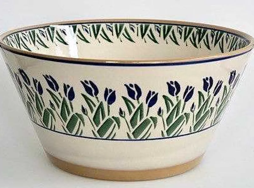 Outlet Large Angled Bowl Blue Blooms New In