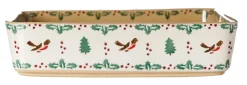 Fashion Large Rectangular Oven Dish Winter Robin Winter Robin
