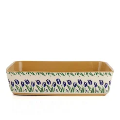 Clearance Large Rectangular Oven Dish Blue Blooms Mother'S Day