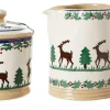 Fashion Lidded Sugar Bowl And Small Cylinder Jug Reindeer Reindeer