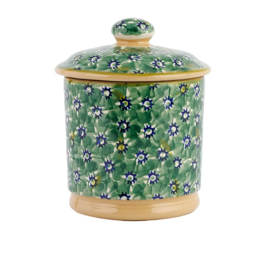 New Lidded Sugar Bowl Lawn Green Christmas