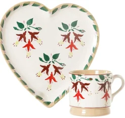 Shop Medium Heart Plate And Small Mug Fuchsia Mother'S Day