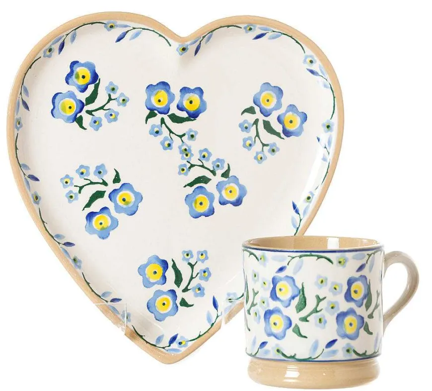 Cheap Medium Heart Plate And Small Mug Forget Me Not Forget Me Not