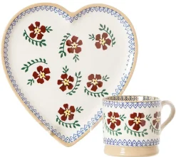 Best Sale Medium Heart Plate And Small Mug Old Rose Valentine'S Day