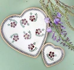 Shop Medium Heart Plate And Tiny Heart Plate Old Rose Mother'S Day