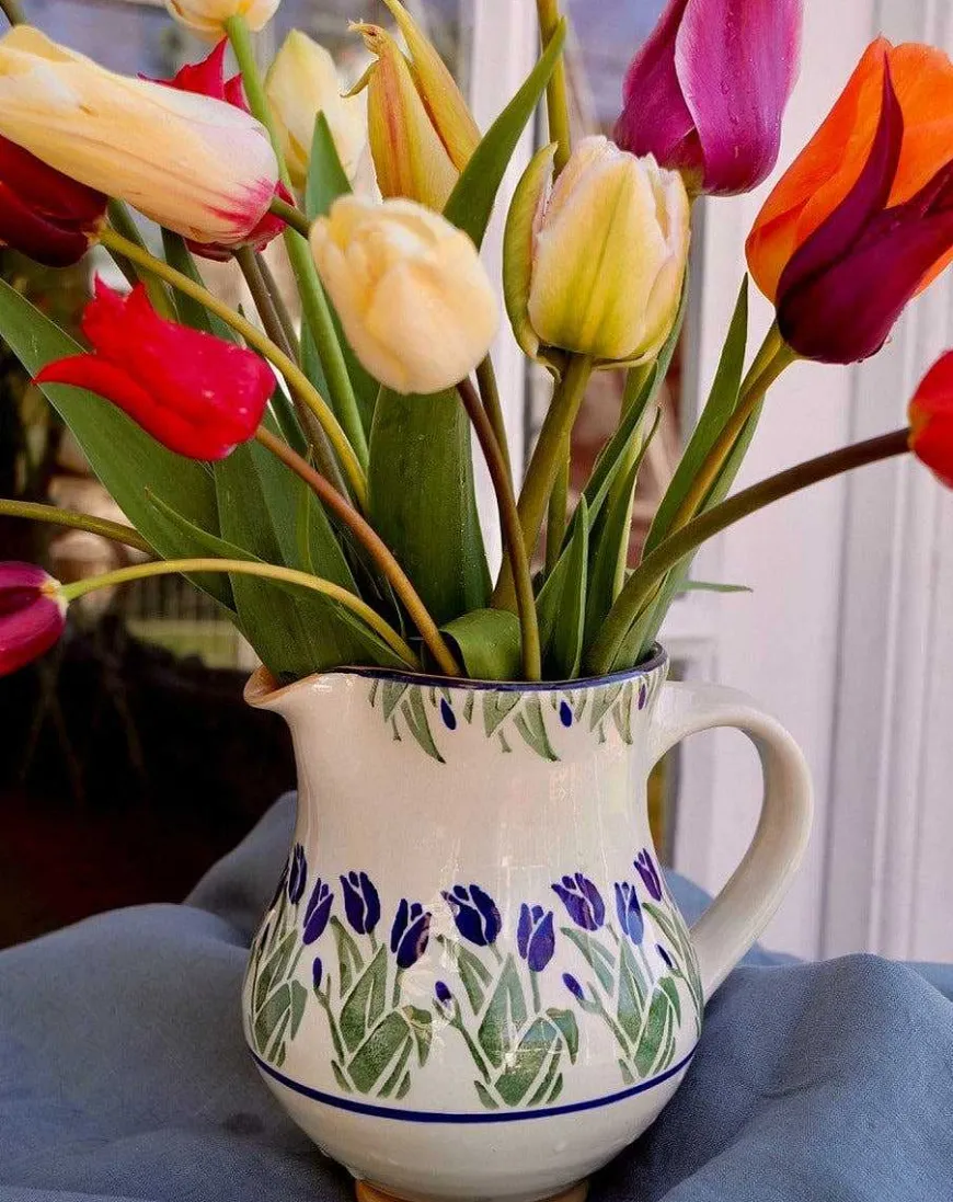 New Medium Jug Blue Blooms Valentine'S Day