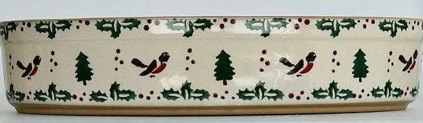 New Medium Oval Oven Dish Winter Robin Winter Robin
