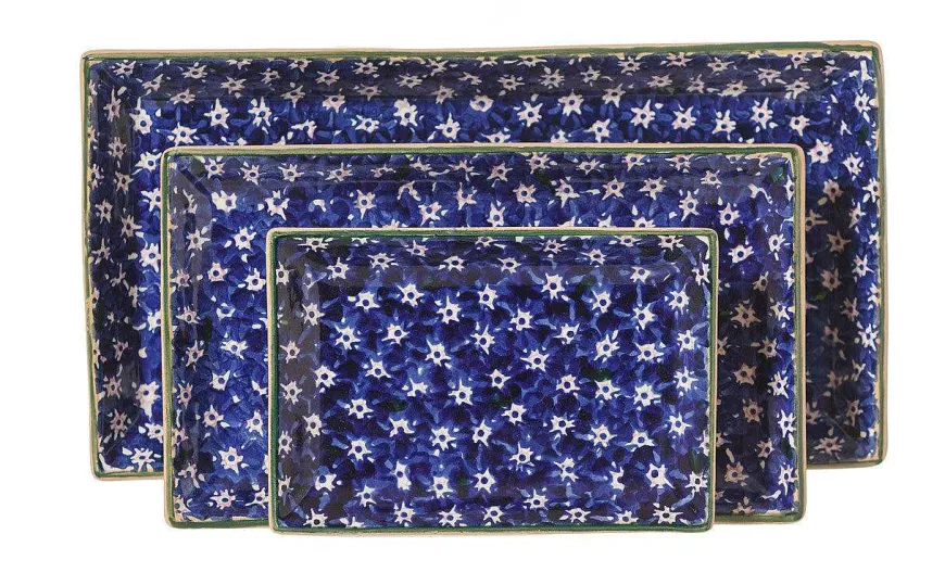 Discount Nest Of 3 Rectangle Dishes Lawn Dark Blue Plates