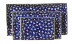 Sale Nest Of 3 Rectangle Dishes Lawn Dark Blue Special Event Gifts