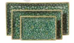 Hot Nest Of 3 Rectangle Dishes Lawn Green Lawn