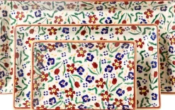 New Nest Of 3 Rectangle Dishes Wild Flower Meadow Mother'S Day