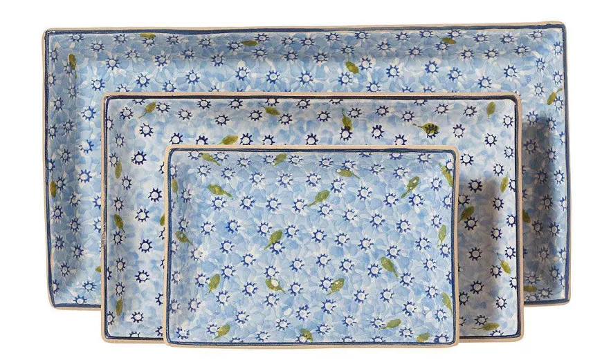 Cheap Nest Of 3 Rectangle Dishes Lawn Light Blue Gift Sets