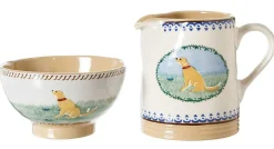 Cheap Small Bowl And Small Cylinder Jug Dog Landscapes