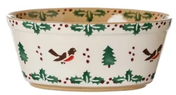 New Small Oval Pie Dish Winter Robin Oven Friendly Dishes