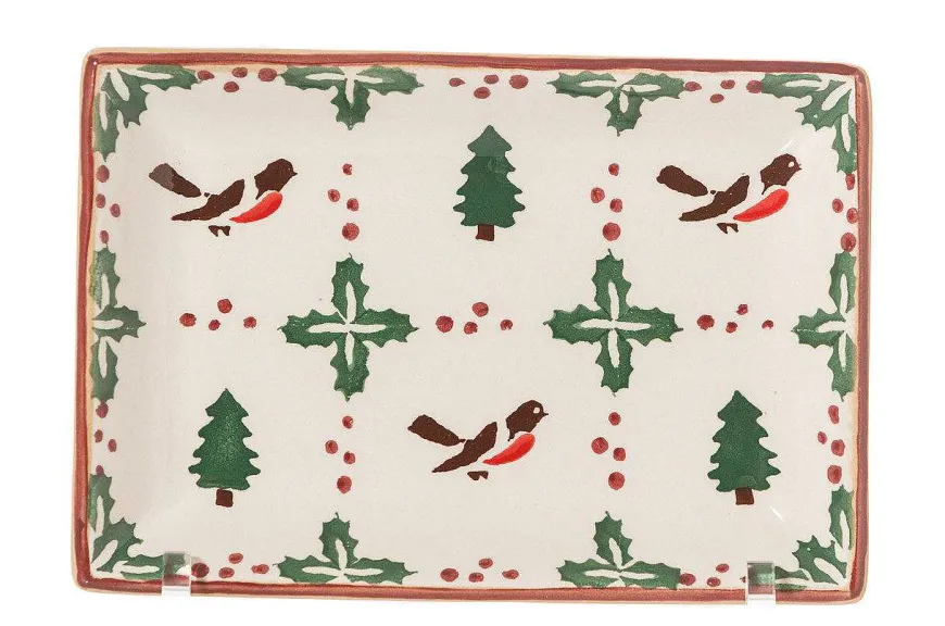 Discount Small Rectangle Plate Winter Robin Plates