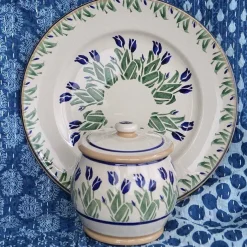 Best Sale Small Round Lidded Jar Blue Blooms Valentine'S Day