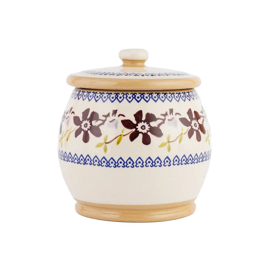 Hot Small Round Lidded Jar Clematis Clematis