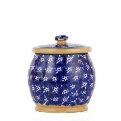 Store Small Round Lidded Jar Dark Blue Lawn Storage Jars