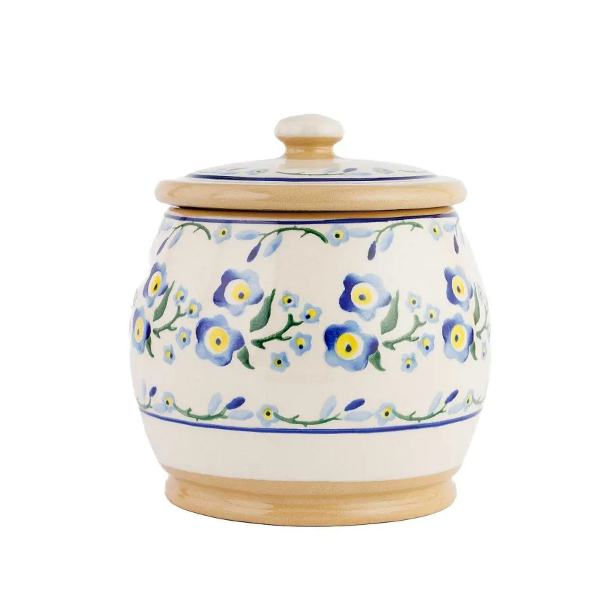 Clearance Small Round Lidded Jar Forget Me Not Easter