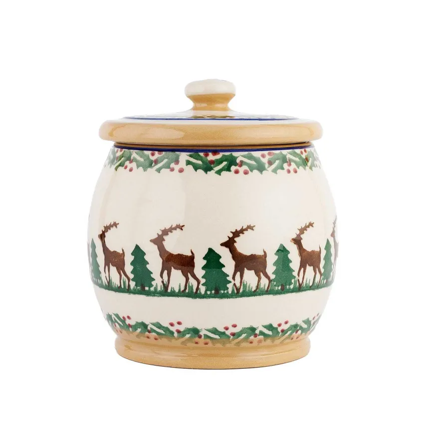 Cheap Small Round Lidded Jar Reindeer Reindeer