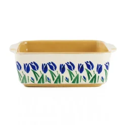 Outlet Small Square Oven Dish Blue Blooms New In