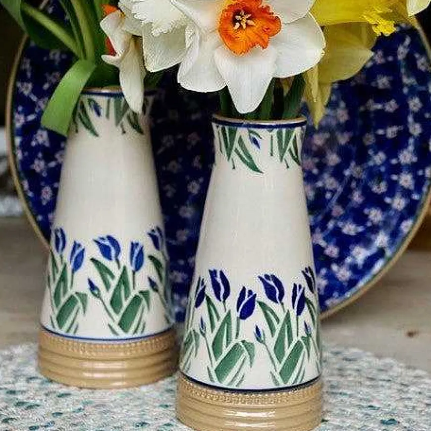 Fashion Small Tapered Vase Blue Blooms St Patrick'S Day