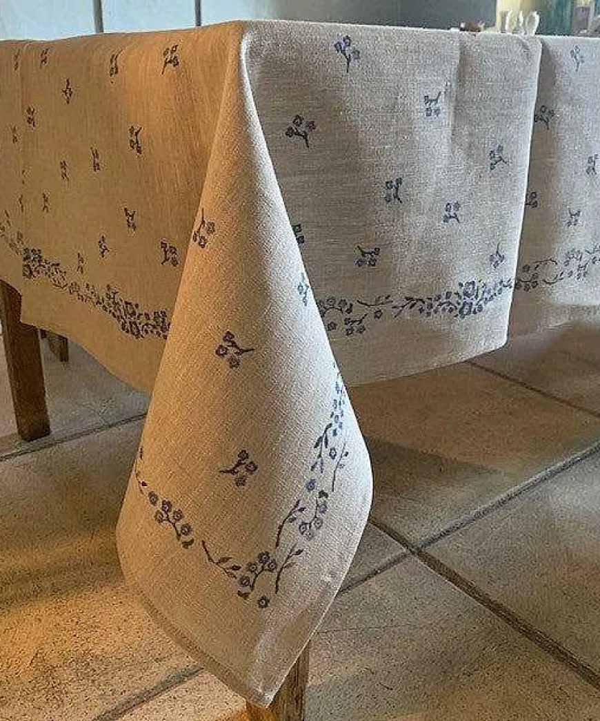 Clearance Tablecloth Forget Me Not Linen 55 X 99 Tablecloths