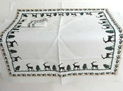 Flash Sale Tablecloth Square Reindeer Linen 40" Tablecloths