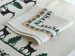 Flash Sale Tablecloth Square Reindeer Linen 40" Tablecloths