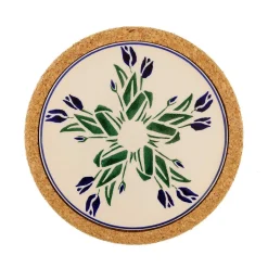 New Trivet Round Blue Blooms New In
