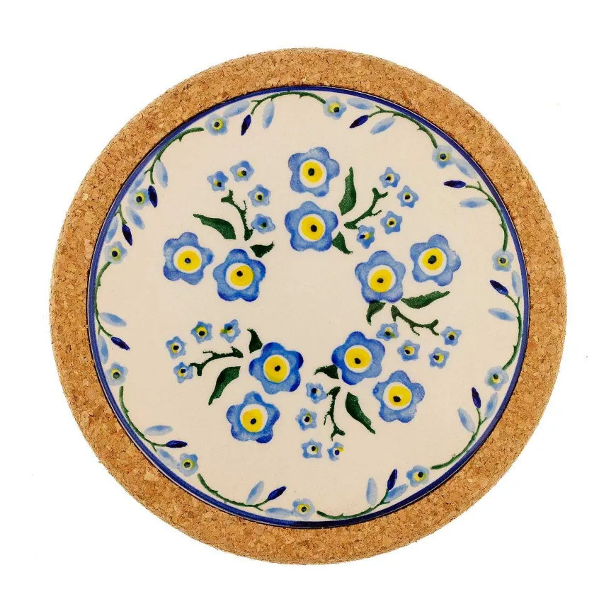 Clearance Trivet Round Forget Me Not Tile Trivets
